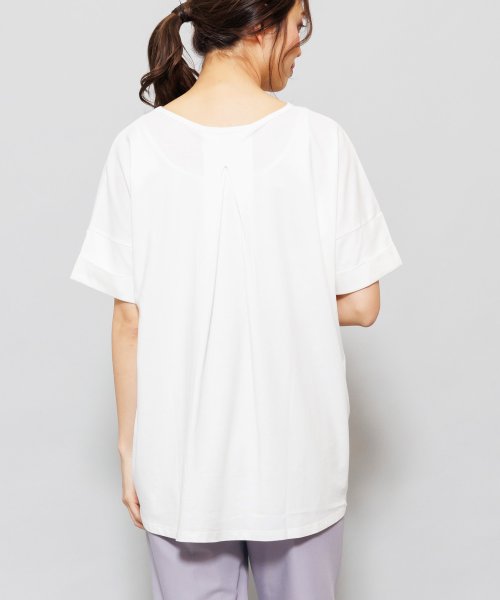 mili an deni(ミリアンデニ)/綿100%バックタックTシャツ レディース トップス 半袖 tシャツ カットソー/オフホワイト