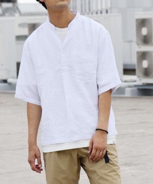 Ships Any オーガニックリネン プルオーバー 5分袖シャツ シップス エニィ メンズ Ships Any Mens Magaseek
