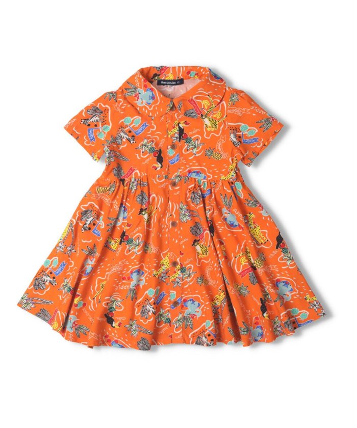 セール Off 子供服 Moujonjon ムージョンジョン ボタニカル アロハ柄シャツワンピース 90cm 140cm M ムージョンジョン Moujonjon Magaseek
