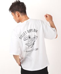 LUXSTYLE(ラグスタイル)/米綿天竺刺繍バックイラストプリントTシャツ/Tシャツ メンズ 半袖 ビッグシルエット 刺繍 プリント イラスト/ホワイト