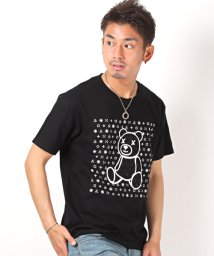 LUXSTYLE(ラグスタイル)/アプリント半袖Tシャツ/Tシャツ メンズ 半袖 ベアー プリント/ブラック系1