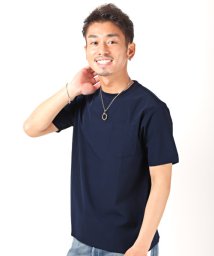 LUXSTYLE(ラグスタイル)/ナイロンストレッチ半袖ポケットTシャツ/Tシャツ 半袖 メンズ ストレッチ ポケット/ネイビー