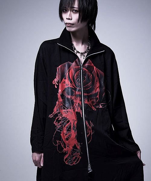 CIVARIZE(シヴァーライズ)/CIVARIZE ローズプリントハイネックジップブルゾン MA－1 ビッグ モード ハイネック ヴィジュアル系 V系 ma1 長袖 メンズ ファッション 服 ビ/ブラック