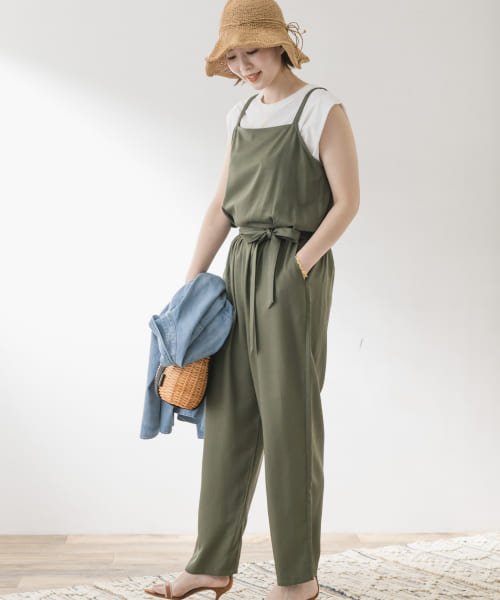 URBAN RESEARCH ROSSO(URBAN　RESEARCH　ROSSO)/F by ROSSO　ウエストリボンサロペット/KHAKI