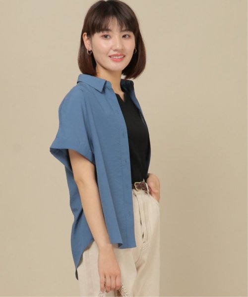 ikka(イッカ)/襟付きスキッパーシャツ（AI）/ブルー