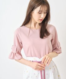 tocco closet(トッコクローゼット)/りぼん付き袖口フレアカットプルオーバー/GRAYSH PINK