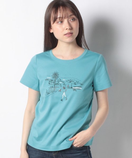 CARA　O　CRUZ(キャラ・オ・クルス)/ガールプリントＴシャツ/グリーン系