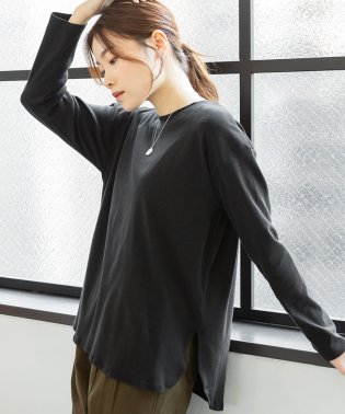 atONE/ラウンドヘム サイドスリット ロングTシャツ チュニックロングTシャツ ロンT ラウンドスリット/504012970