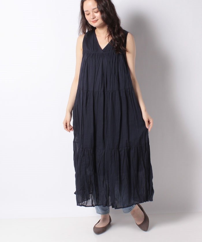 C Fortpoint ふんわりインド綿100 無地スリーブレスワンピース ジーンズメイト Jeans Mate Magaseek