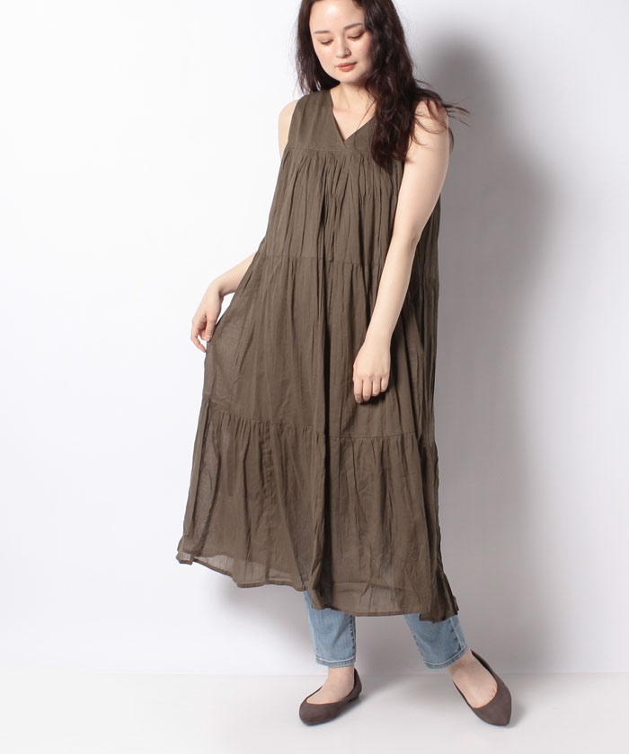 C Fortpoint ふんわりインド綿100 無地スリーブレスワンピース ジーンズメイト Jeans Mate Magaseek