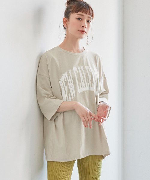 coca(コカ)/【7分袖】ビッグロゴ Tシャツカットソー/BEIGE