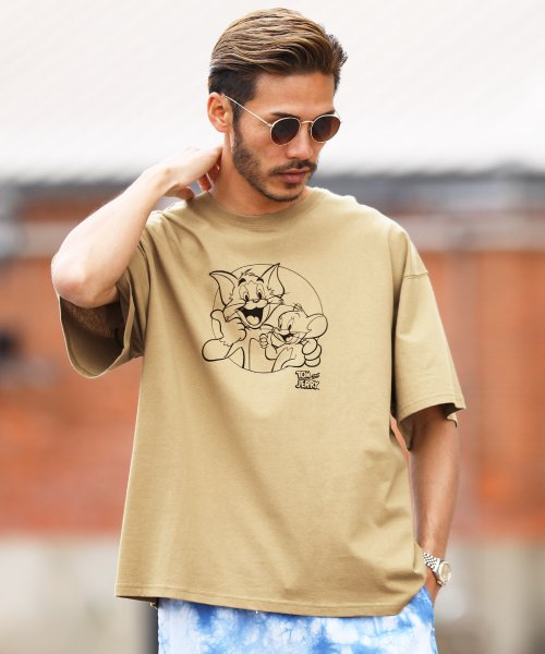 トムとジェリーbigtシャツ Tシャツ メンズ おしゃれ ティーシャツ 半袖 カットソー トップス クルーネック ビッグシルエット ジギーズショップ Jiggys Shop Magaseek