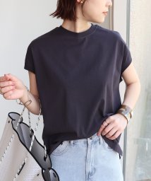 and　Me...(アンドミー)/USAコットンフレンチスリーブ裾ラウンドTシャツ トップス/チャコールグレー