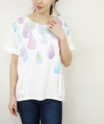 Fizz(フィズ)/【2021新作】水彩イラストプリント－しずく－ タックデザイン半袖Tシャツ　myke SS/オフホワイト