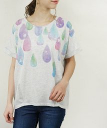 Fizz(フィズ)/【2021新作】水彩イラストプリント－しずく－ タックデザイン半袖Tシャツ　myke SS/グレー