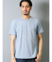 TAKA-Q(タカキュー)/接触冷感 吸水速乾 ポップコーン市松クルーネック半袖Tシャツ/ブルー