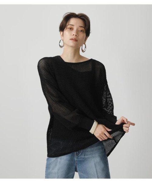 AZUL by moussy(アズールバイマウジー)/MESH KNIT SET TOPS/BLK