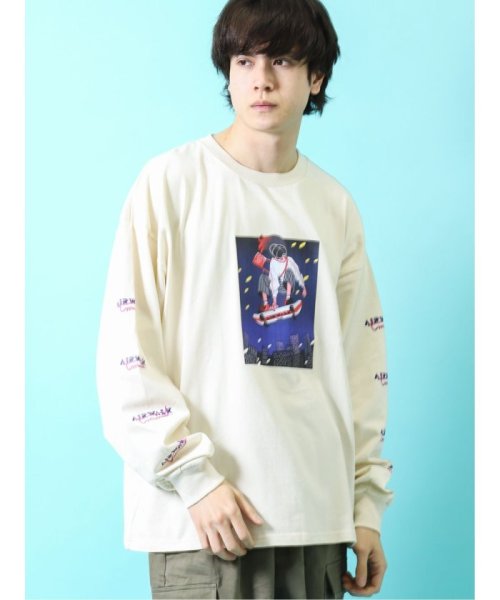 TAKA-Q(タカキュー)/【WEB限定】TOMOWAKA×AIRWALK 天竺クルーネック長袖Tシャツ/アイボリー