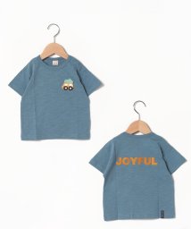petit main(プティマイン)/かぎ編みモチーフつきTシャツ/ブルー