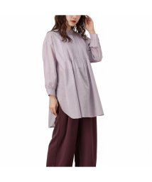 MAC HOUSE(women)(マックハウス（レディース）)/NAVY ネイビー ピンタックチュニックシャツ MSL2137－G/パープル