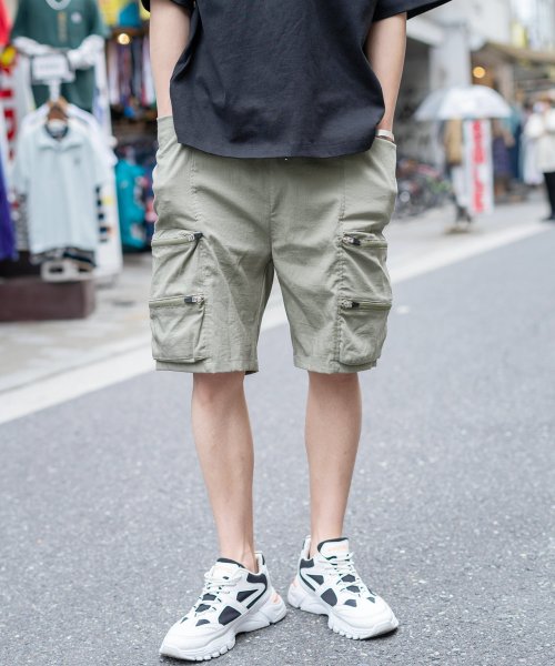 セール カーゴパンツ ショート ハーフ 短パン 膝上 メンズ ミリタリー ワーク アウトドア フェス キャンプ 無地 シンプル ゆったり 大容量ポケット 9850 ロッキーモンロー Rocky Monroe Magaseek