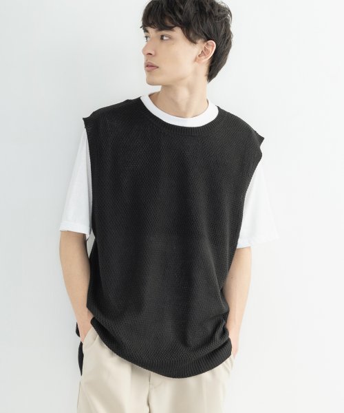 アンサンブル ビッグtシャツ ニットベスト メンズ 半袖 カットソー インナー カジュアル きれいめ シンプル ビッグシルエット オーバーサイズ 無地 春夏 重 ロッキーモンロー Rocky Monroe Magaseek
