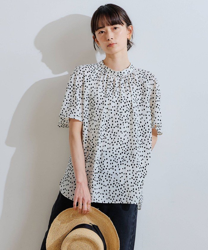 クーポン開催中 Ffc ドット スタンドネック ブラウス グリーンレーベルリラクシング Green Label Relaxing Magaseek