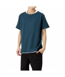 MAC HOUSE(men)(マックハウス（メンズ）)/NAVY ネイビー オーガニックコットン ボートネックレイヤードTシャツ MH/03761SS/ブルーグリーン