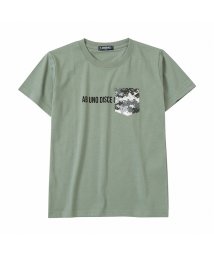 MAC HOUSE(kid's)(マックハウス（キッズ）)/T－GRAPHICS ティーグラフィックス ポケット付きTシャツ EJ213－KB159/カーキ