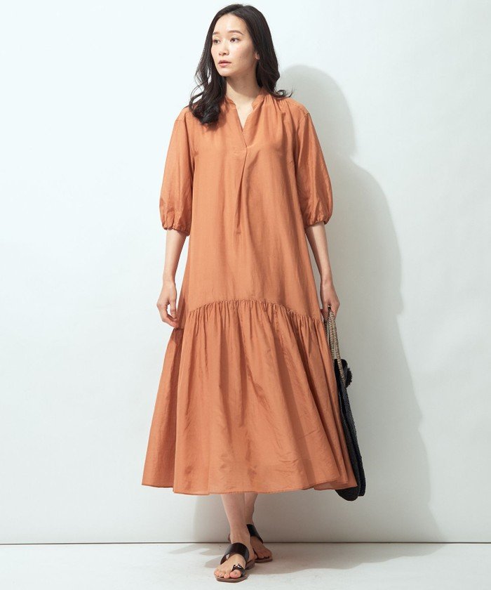 セール 26 Off コットンシルク ロング フレア ワンピース 自由区 大きいサイズ Jiyu Ku Large Size Magaseek