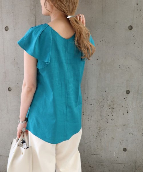 セール Ships Any リネン ラッフル フリル ブラウス ウォッシャブル シップス エニィ ウィメンズ Ships Any Womens Magaseek