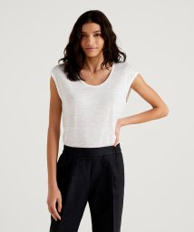 BENETTON (women)(ベネトン（レディース）)/ラウンドネックフレンチスリーブリネンTシャツ・カットソー/ホワイト