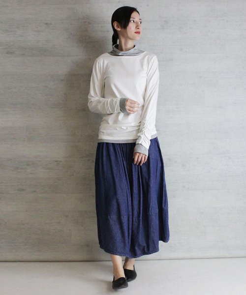 セール 25 Off くしゅタートルネック指穴ロングtシャツ ロンt 丸首 Tシャツ 秋 春コーデ レディース カジュアル ビッグサイズ 体型カバー ビッグシルエット 大きいサイズ アットワン Atone Magaseek