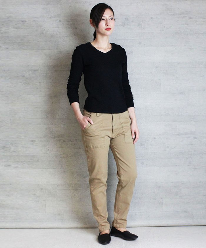 セール ワッフルvネック長袖tシャツ ロングスリーブカットソー ロンt ブイネック Vネックtシャツ 春コーデ レディース カジュアル 綿 ビッグサイズ インナーシャ アットワン Atone Magaseek