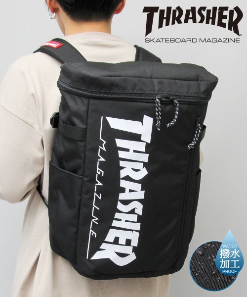 AMS SELECT(エーエムエスセレクト)/【THRASHER/スラッシャー】撥水/25リットル/大容量/ボックス型ポリエステルバックパック/ブラック