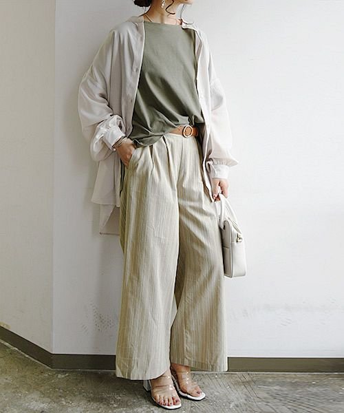 セール 10 Off パンツ レディース 春 リネンタッチ2タックワイドパンツ M L 春夏秋 ボトムス ベージュ モカ ブラック 黒 キナリ モカカーキ ストライプ 無地 リネン アンドイット And It Magaseek