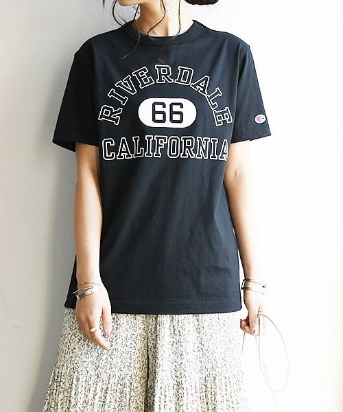 and it_(アンドイット)/Tシャツ レディース 半袖 チャンピオン Champion ショートスリーブプリントTシャツ【S】トップス 春夏 ホワイトマルーン オックスフォードグレー ブラ/ブラック