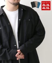 MARUKAWA(大きいサイズのマルカワ)/【D'HOMME A HOMME】ドムアオム シャツ 大きいサイズ 無地 長袖 レギュラーシャツ きれいめ カジュアル シンプル/ブラック