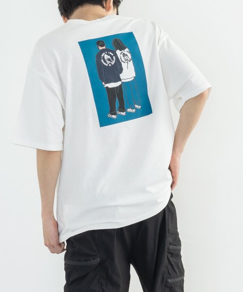 Rocky Monroe(ロッキーモンロー)/プリントTシャツ メンズ レディース 半袖 イラスト グラフィック カジュアル ストリート ビッグシルエット コットン 韓国 ギフト プレゼント ペアルック エ/ホワイト