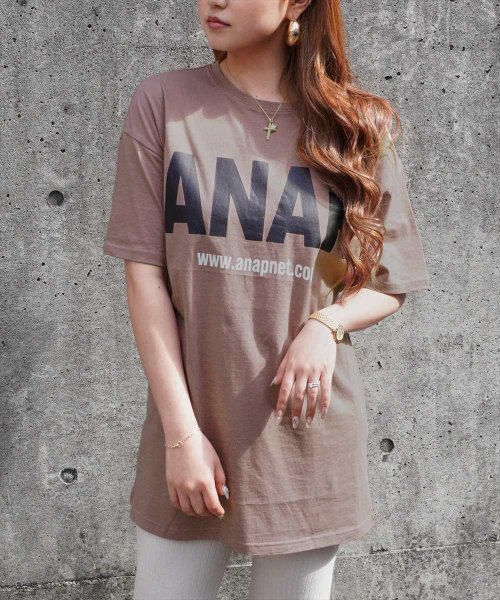 ANAP(アナップ)/ANAPロゴバックサークルプリントTシャツ/モカ