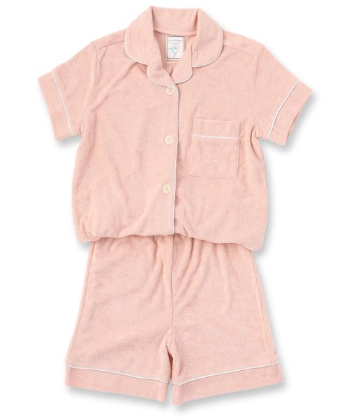 fran de lingerie(フランデランジェリー)/Kid's set－up半袖パジャマシャツ・ショートパンツ上下セット（キッズ）/ピンク