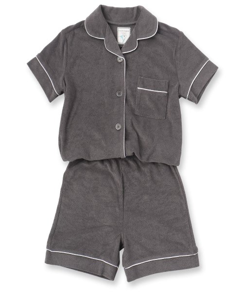 fran de lingerie(フランデランジェリー)/Kid's set－up半袖パジャマシャツ・ショートパンツ上下セット（キッズ）/ダークグレー