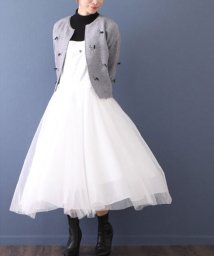 Sawa a la mode(サワアラモード)/チュールドッキングのサロペットスカート/ホワイト