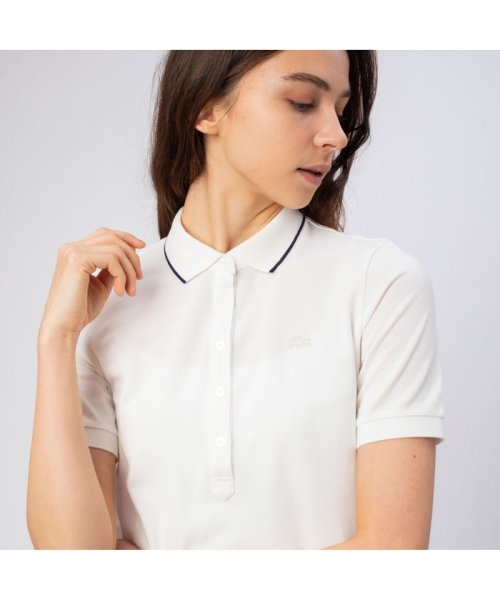 LACOSTE(ラコステ)/裾リブ付き半袖ポロシャツ/ホワイト