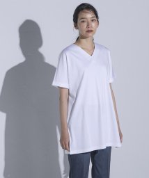 la.f...(ラ　エフ)/【大きいサイズ】【大人のための上質Tシャツコレクション】Vネックチュニックカット/ホワイト