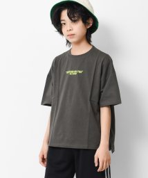 RAT EFFECT(ラット エフェクト)/ネオン刺繍ビッグTシャツ/チャコールグレー