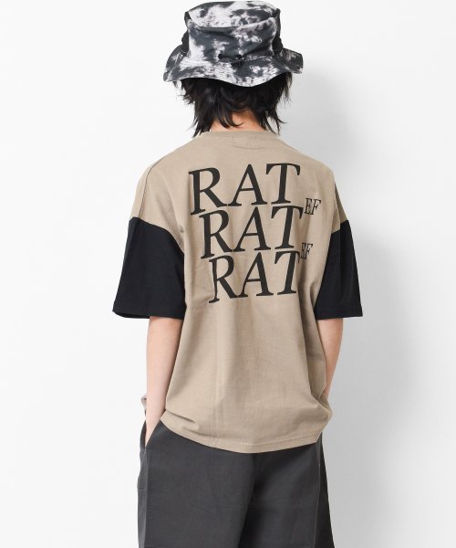 RAT EFFECT(ラット エフェクト)/バックビッグロゴTシャツ/ベージュ