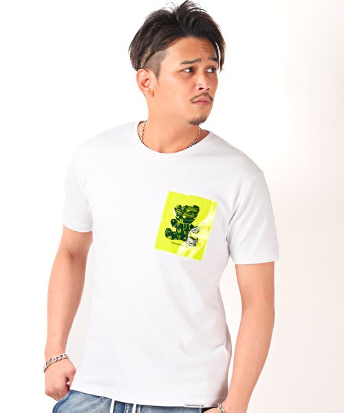 セール 15 Off Hollywood Rich 蛍光ナイロンポケットtシャツ Tシャツ メンズ 半袖 プリント ベア ポケット ネオン ラグスタイル Luxstyle Magaseek