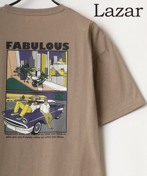 セール Lazar バックプリント Scene レトロ イラスト グラフィック ワンポイント 刺繍 Usaコットン ポケットtシャツ 21 Spring Summ ラザル Lazar Magaseek