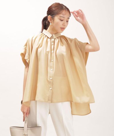nano・universe／WEB限定/ギャザーオーバーシャツブラウス 半袖／503953539